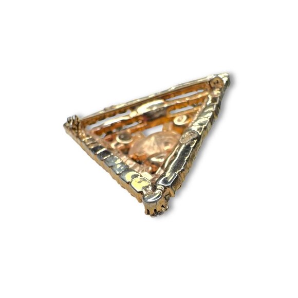Delizza Elster Juliana Crystal Triangle Brooch 2.25" Vintage - Picture 6 of 10